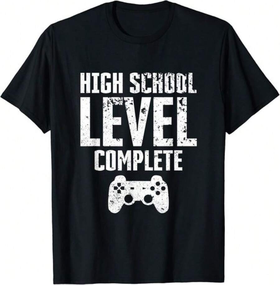 Camiseta unisex de regalo de graduación completa de nivel de escuela secundaria para gamers - Negro - Ver 1