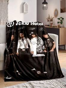 Tokyo Hotel-Themed Blanket - A Soft Flannel Blanket Suitable For All Seasons, Printed With Tokyo Hotel Designs. A Comfortable Bedding Cover Perfect For Sofas, Beds, Camping, And Travel - The Perfect Gift For Music Fans. - 白色 - 查看 1