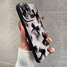 Bowknot Pattern Phone Case, Decorative Phone Protector Cover, Phone Accessories Compatible With IPhone 16 15 14 13 12 11 Pro Max - Black - View 7