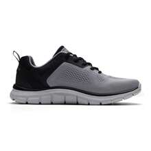 Skechers 男士休闲系带运动鞋，轻便低帮软底舒适通勤日常户外徒步运动鞋 232698-GYBK - 灰色/黑色 - 查看 5