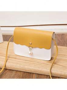 1个女童斜挎零钱包，珍珠吊坠，时尚优雅，撞色和纯色款式，精美礼物 - 彩色 - 查看 8