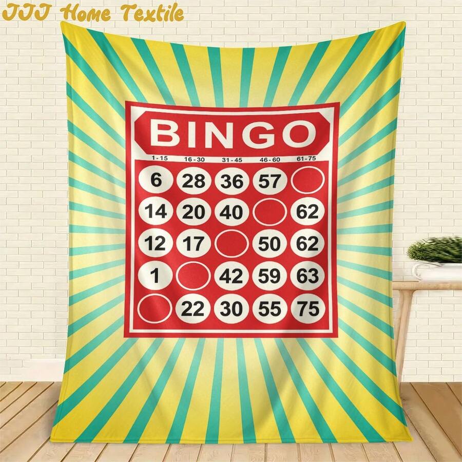 [Christmas]Fun Bingo-Themed Flannel Throw Blanket - Soft, Comfortable, And Stylish For Home, Camping, Sofa, Or Bedroom Decor - Perfect Birthday Or Holiday Gift, All-Season Design With Vibrant Yellow And Gre, Perfect Birthday Christmas Mother's Day Gift Size 70x140cm/27.56x55.12 InAll Season Flannel Blanket Skin-Friendly & LightweightAll Season Flannel Blanket Skin-Friendly & Lightweight - Nhiều màu - Xem 1