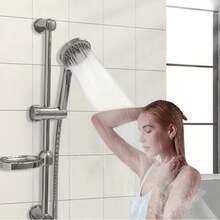 Shower Riser Kit With Adjustable Slide Bar, Handheld Shower Head, 170 Cm Hose & Soap Dish - Silver - View 3