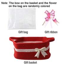 1个现代编织礼品篮，配丝带蝴蝶结 - 装饰收纳盒，带提手，敞口设计，适用于家居装饰、婚礼、情人节礼品篮、置物架篮 - 彩色 - 查看 17