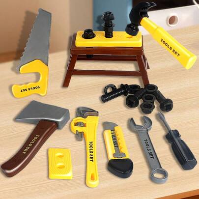 1 件儿童维修工具盒套装逼真维修工具钻头螺丝刀玩具套装玩具，男孩生日礼物