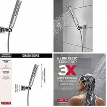 Delta Tap 55140 - Alcachofa de ducha de mano con manguera, 5 pulverizaciones Touch-Clean H2Ocintica - cromo - Ver 1