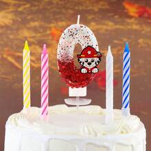 5pcs Paw Patrol Ryder Numeral Candles, Cake Decorations Party Glitter Creative Birthday Candles, Suitable For Various Holiday Decorations - Multicolor - View 2