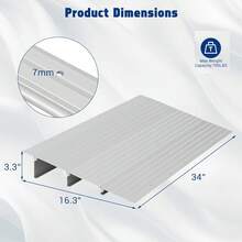 Carriles de umbral para puertas, rampas portátiles de aluminio para sillas de ruedas con elevación de 2/3/4/5 pulgadas para entradas de puertas, escaleras y escalones en el hogar - 3 pulgadas - Ver 2