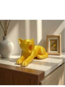 1pc Comfortable Open Mouth Sculpture, Modern Lazy Cat Resin Statue, Anime Theme Collector's Desktop Decoration, Su For Living Room, Office, Study, Bedroom, Ideal Gift For Pet Lovers, Christmas Valentine's Day New Year Home Decoration And Party Decor - Multicolor - View 8