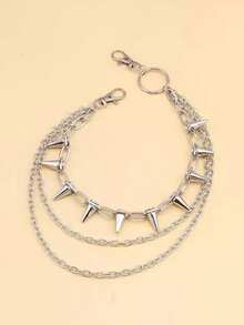 1件男女通用银色嘻哈裤链 - 銀色 - 查看 3