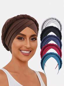 1件装女士新款腰果花印花双层头巾帽，头巾帽，适合日常佩戴 - 多色 - 查看 22