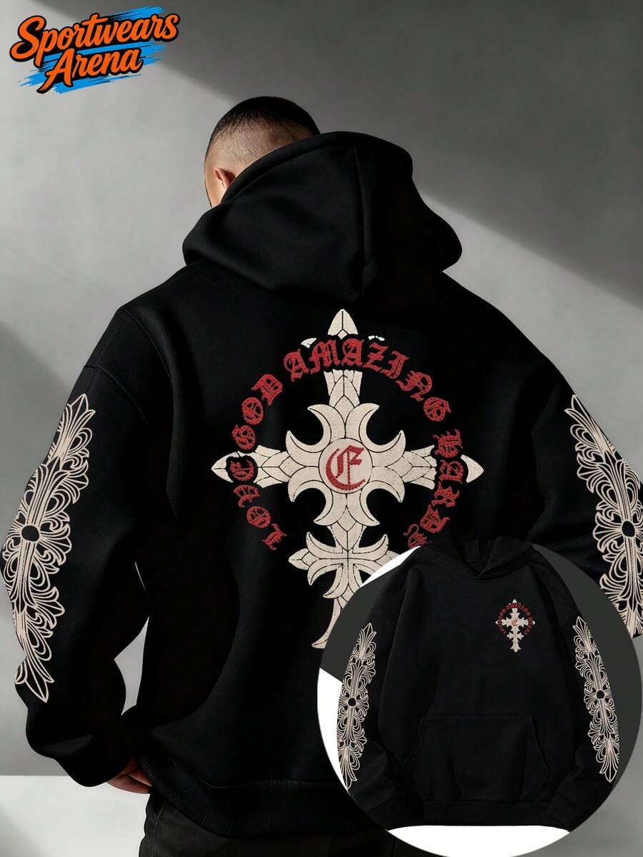 Check It Out! This Stylish Brand-Themed Hoodie Features A Double-Sided Print And Is Made Of 250g Polyester. It Cleverly Blends The Brand's Unique Logo With Fashionable Aesthetics, Creating A Naturally Beautiful And Cool Y2K Style-Simple Yet Creative. This Men's Casual Athletic Hoodie Is An Essential Long-Sleeved Item For Autumn And Winter. Affordable, Comfortable, And Unisex, It's The Perfect Gift For Men. Whether For Everyday Wear, Outdoor Activities, Or Street Style, It's An Ideal Choice And A Wonderful Gift For Friends And Family. - 黑色 - 查看 1