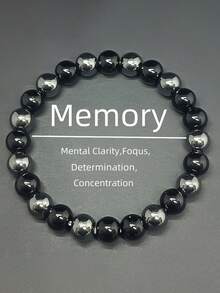 YAUKIA Memory Bracelet - Obsidian Hematite Beaded Bracelet, Natural Stone Bracelet, Spiritual Clarity And Focus Jewelry Gift - Multicolor - View 6