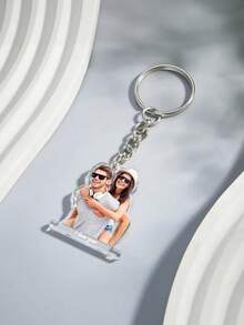 1pc Personalized Acrylic Photo Keychain, Pet Photo Keychain, Bag Charm, Customized Gift, Personalized Keychain - Multicolor - View 3