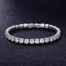 Micro Pave 4.0  Bracelet Chain High-End Light Luxury Jewelry Simple Tennis Chain - 4.0白金白鑽-17cm - 查看 2