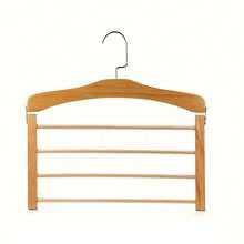 1pc Multifunctional Wooden Pants Rack, Multi-Layer Clothes Hanger Rack For Towels, Scarves, Ties, Home Use, Non-Marking, Hanging Decoration For Room, Bedroom, Skort, Shoes, Boots, Skirts, Suitable For Spring And Summer - Coffee Brown - View 8