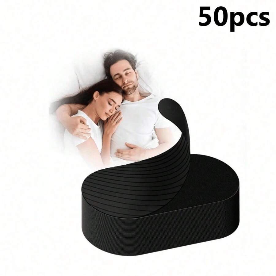50pcs Black Snoring Reduction Tape Breathable Anti Snore Strips Men And Women Comfortable Firm Hold Easy To Use Suitable Daily Use - 50 Pieces (black) - View 1
