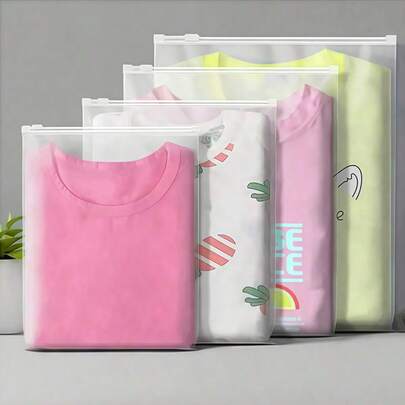 10pcs Sightseeing Zipper Bags, PE Storage Bags, Semi-Transparent Plastic Bags With EVA Zipper, Zipper Bags, Waterproof Packaging Bags, Multi-Size Transparent Plastic Zipper Bags, High-End Travel Outdoor Camping Storage Bags