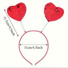1件情人节发箍，心形亮片发箍，闪亮心形发饰，婚礼派对装饰 - 彩色 - 查看 5