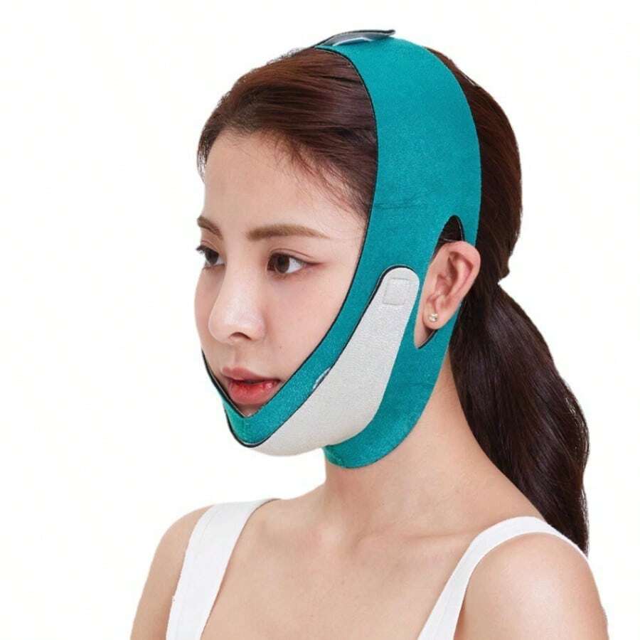 Hot Selling V-Face Bandage Beauty Mask Tighten Double Chin Pulling Mask Small V-Face Bandage ￼ - Teal Blue - View 1