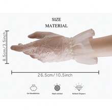 Short Lace Mesh Gloves Tulle Border With Pearls Wedding Opera Tea Party Gloves For Women Formal,OneSize,Ivory-1 - Ngà voi-1 - Xem 6