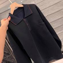 TendenciaSuéter Casual De Punto Con Botones Y Cuello Tipo Para HombreCalidad premium - Azul Marino - Ver 8