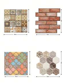 1/10片装波西米亚风3D墙贴棕色六边形自粘墙板，几何自粘防溅瓷砖，加厚设计防水耐热，适用于浴室、厨房、客厅、卧室装饰 - 棕色 - 查看 4
