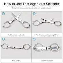 2 Pack Folding Scissors  Portable Small Mini TSA Stainless Steel Telescopic Cutter Gloden And Silver Silver - Silver - View 6