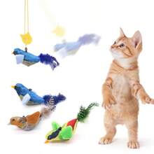 Interactive Cat Toy - Realistic Chirping Sound, Artificial Feathers, Soft Feather Wand, Handmade Design, Solo Play & Hunting Fun, Suitable For All Cats - Multicolor - View 9