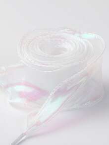 1 Pair 4cm Wide Iridescent Tulle Silk Shoelaces, Wavy Lace Ribbon Mermaid Tail Shoelaces - Multicolor - View 14