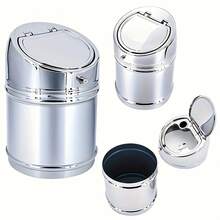 Stainless Steel Car Ashtray With One Click Pop-Up Lid, Built-In Mouthpiece And Fire Extinguisher, Stylish Metal Design, Suitable For Home, Office Or Vehicle Use, Smoking Ashtray - 1pc - View 7