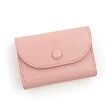 Fashionable Minimalist Large Capacity Card Holder Wallet, Soft & Compact Snap Button Coin Purse