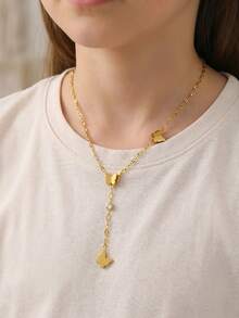 1 pezzo Collana lunga con ciondolo a farfalla in acciaio inossidabile placcato oro opaco, delicata collana choker, adatta per strada, feste, appuntamenti, compleanni, vacanze e uso quotidiano - Oro giallo - Visualizzare 3