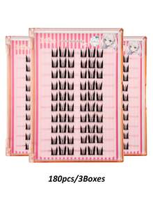 Sibeuna 60/120/180pcs Glue-Free Single Cluster C 0.07mm Cartoon Style Natural Cluster False Eyelashes, 10 Rows Glue-Free Natural Long False Eyelash Clusters For Women's Eye Makeup, Party, Club Makeup Tool - C - 查看 9
