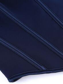 深V领无肩带束身胸衣，后背系带，塑形收腹，打造纤细身形。 - 寶藍色 - 查看 5