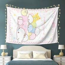 1pc Mamegoma Theme Peach Skin Velvet Tapestry | Durable And Wear-Resistant, Uniform Dyeing, Versatile Style, Ideal For Living Room Decor, Entryway Decoration, And Party Scenes - 彩色 - 查看 1