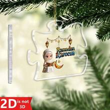 1pc Ramadan Kareem Acrylic Puzzle - Shaped Ornament Decor, Ideal Thank - You Gift With Charming Lanterns, Crescent Moon & Star Design For Ramadan Decor, Islamic Festival Decoration And Personalized Hanging Ornament - Realtor - View 1