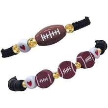 Soccer Rugby Baseball Sports Stretch Bracelets Handmade Baskrtball Beaded Ball Charm Adjustable Braided Bracelets For Women Men Sports Team Party Favors Jewelry Gifts - Rugby Set A - 查看 1
