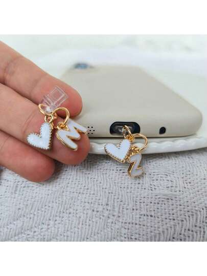 26pcs Heart-Shaped Alphabet Phone Dust Plug, Dust Plug Decoration, Heart Phone Dust Cover, Phone Charging Port Dust Plug Accessory, Gift For Friends, Christmas Gift Gifts For Mother, Family, Friends, Kids, Birthday, Holiday Phone Accessories Phone Charm