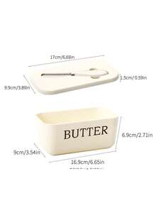1pc Plastic Butter Dish With Butter Knife And Lid, Butter Storage Container For Kitchen Baking And Gifting, Sealed Butter Holder To Cover Countertop Or Refrigerator, Dishwasher - Multicolor - View 5