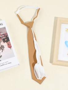 1pc Women's Handmade Floral Decor Elegant Solid Color Necktie, Suitable For Party, Gift, School, Shirt, Holiday Matching