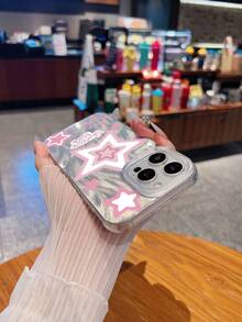 Funda con diseño de estrellas rosas, compatible con iPhone 16, 15, 14 Pro Max, 13, 12, 11, XR y XS Plus. Fabricada en silicona TPU, ofrece protección contra golpes y caídas, además de una excelente sensación al tacto. Es el regalo ideal para familiares, amigos y seres queridos. - Pequeña pluma - Ver 5