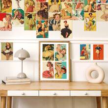 50pcs Vintage Retro Cartoon Poster Set, Creative Design, Matte Finish With English Text, Office Daily Decor, Room Desktop Personalized Decoration - Sets - View 10