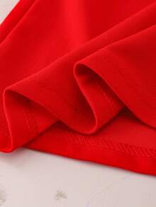 Baby Girls' Vintage Elegant Patchwork Peter Pan Collar 3D Bow Sleeveless Dress, Summer - Red - View 8