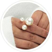 Pearl Promise Ring - Faux Baroque Statement Open Adjustable  Stacking Irregular Finger Ring - C - View 1