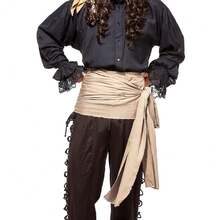 ThePirateDressing Pirate Medieval Renaissance Halloween Costume Large Sash,Almond(LinenFabric - Almond(LinenFabric - View 1