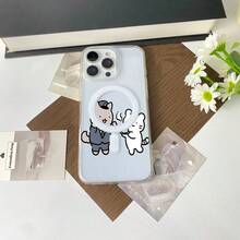 Cute Cartoon-Style Cat Character Phone Case, Drop-Proof TPU Acrylic Protective Case, Compatible With IPhone 17, 16, 15, 14, 13, 12, 11 Plus, Pro Max, Air, Galaxy S22, S23, S24, S25, Ultra Plus Edge. Supports Wired And Wireless Charging. A Christmas Gift For Friends, Loved Ones, Or Yourself. - Clear - View 1