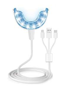 جهاز تسريع تبييض الأسنان ب- 16 مصباح LED، ضوء العناية بالفم مع صينية الفم، متصل ب- USB/Type-C/Android/الهاتف، للعناية بالفم في المنزل (الجل غير مشمول) - أبيض - مشاهدة 9