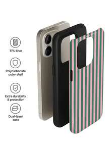 1pc Minimalist Artistic Colorful Striped Pattern Glossy 2-In-1 Phiên Film Hard Phone Case Compatible With Samsung/Compatible With IPhone 11/12/13/14/15/16/17 Pro Max - Multicolor - View 5