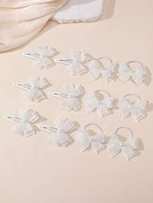 6pcs/12pcs Girls White Pearl Butterfly Hair Clips, Hair Ties, Hair Bands Set, Suitable For Daily Decoration - White - View 11